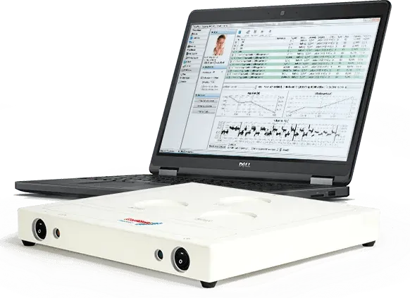 An open laptop displaying a spreadsheet with graphs and data analysis.